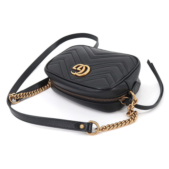 Gucci GG Marmont Quilting Mini Chain Shoulder Bag Leather Black - Picture 5 of 7